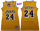 Women Lakers 24 Kobe Bryant Yellow Swingman Jersey,baseball caps,new era cap wholesale,wholesale hats